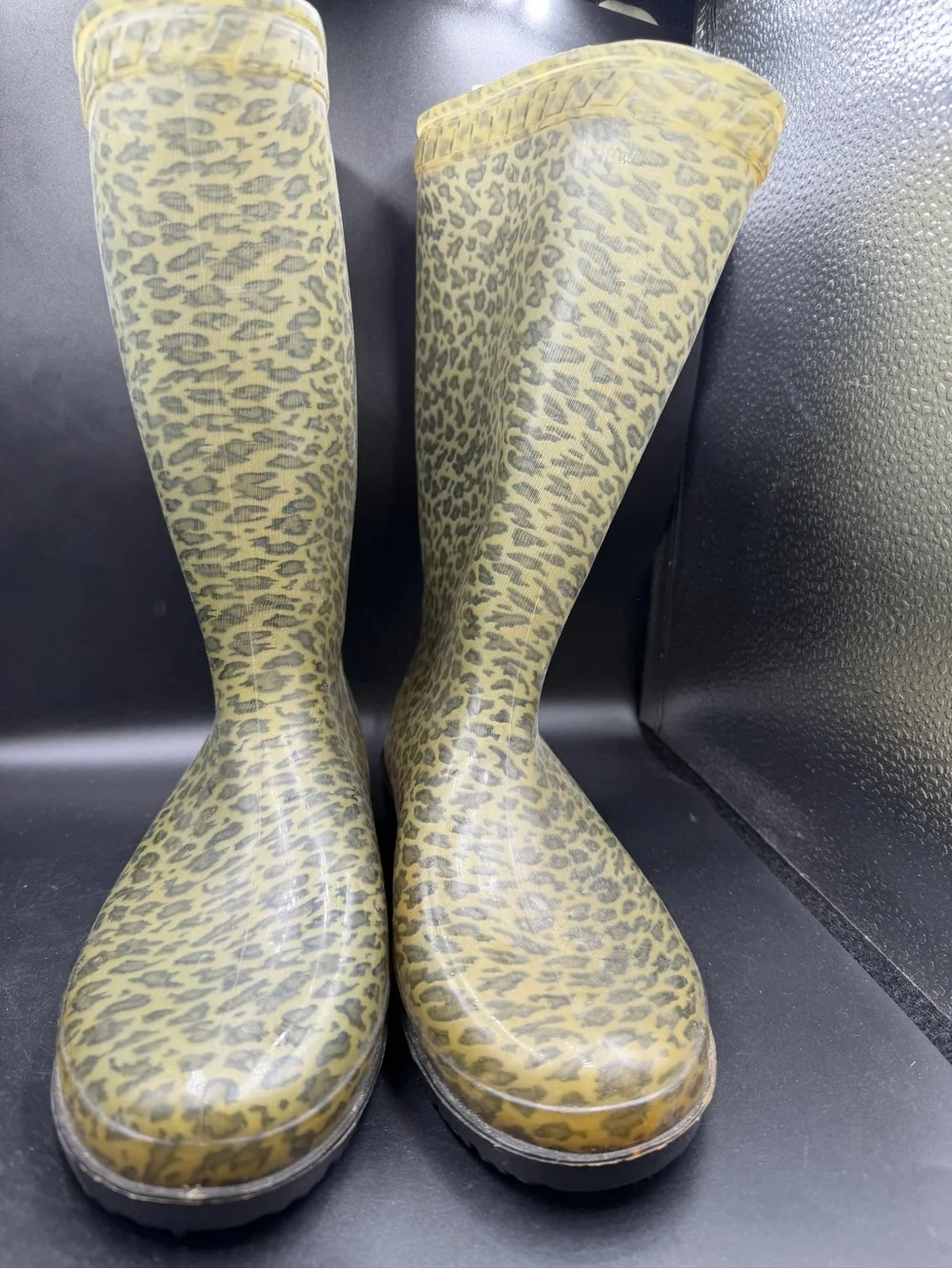 Leopard Print Rain Boots - Women's Olive/Black